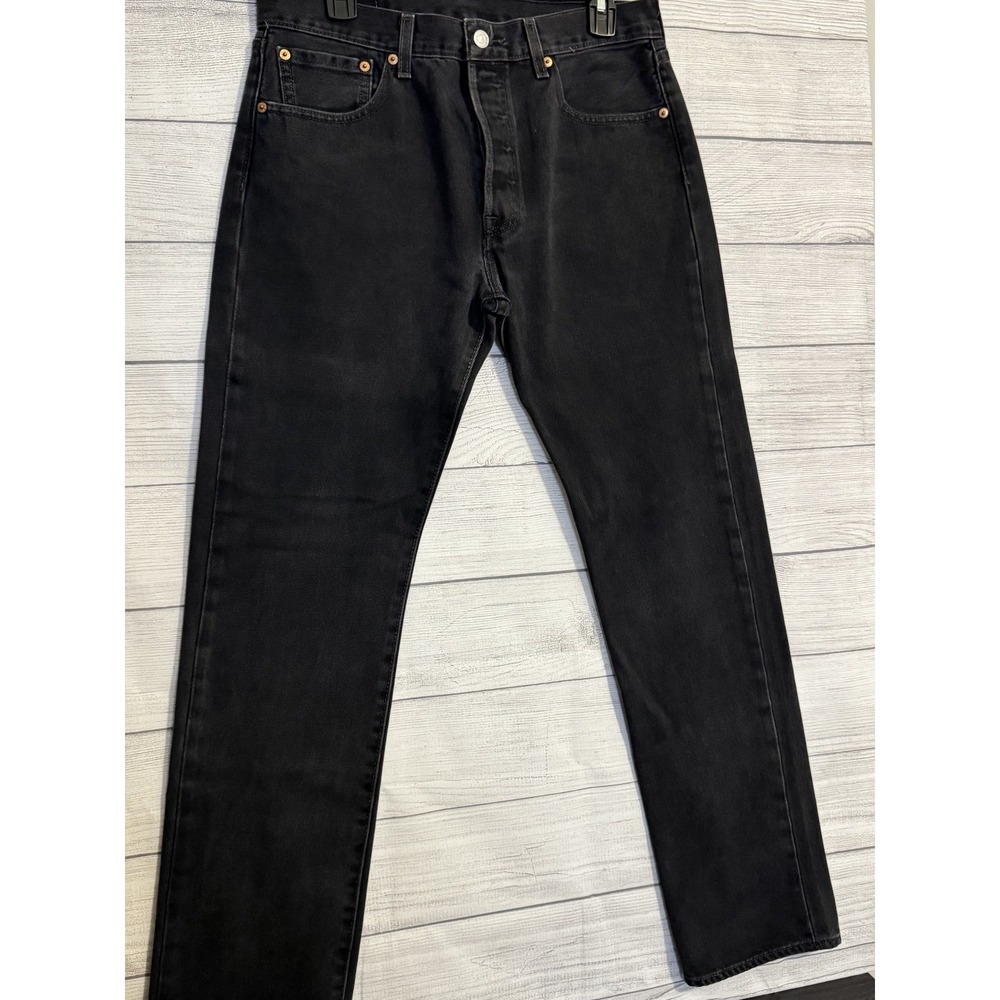 Levi's 501 Original Fit Button Fly Jeans 32x32 Black Straight Leg - Picture 3 of 8